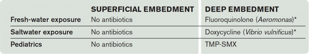 Table 1. Antibiotic Recommendations for Fishhook Injuries