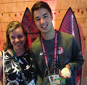 Alexander Massialas (right), winner of the silver medal in the individual men's foil at the Rio Olympics, with Ann Marsh-Senic.