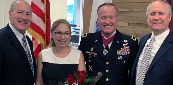 From left: ACEP President Vidor E. Friedman, MD, FACEP; Mrs. Michelle Suter; Robert E. Suter, DO, MHA, FACEP; and ACEP Executive Director Dean Wilkerson, MBA, JD, CAE